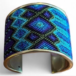 Handcrafted Blue and Purple Cuff Bracelet